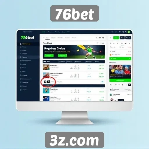Avaliação da interface do usuário do site 76bet